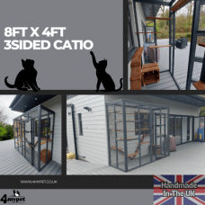 8ft long x 3ft wide x 7.5" tall Catio / Cat lean to Painted Grey